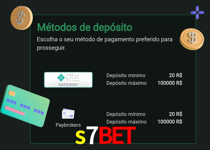 O cassino s7bet oferece uma grande variedade de métodos de pagamento